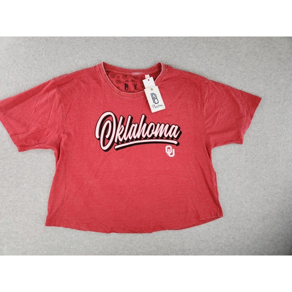 NWT Oklahoma‎ university Women's 2XL Cropped T-Shirt Pressbox Football OU